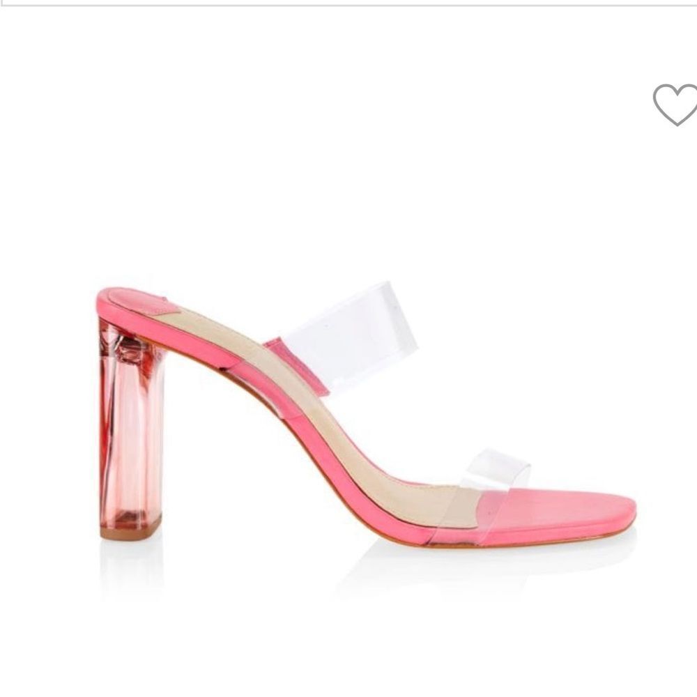SCHUTZ Pink and Clear Block Heels
